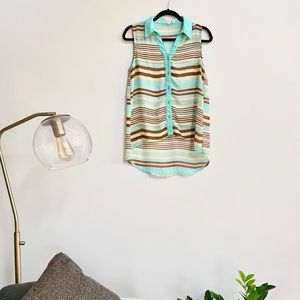 Mine Multicolored Striped Button-Down Tank S